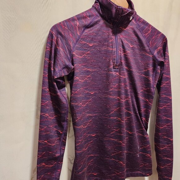 Nike Pro Combat Pullover Top Long‎ Sleeve Fitted 1/4 Zip Fleece Lined Women's SM - Picture 2 of 14